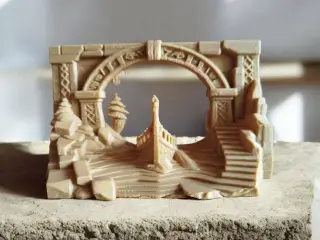 Ancient Bridge Diorama with Boat