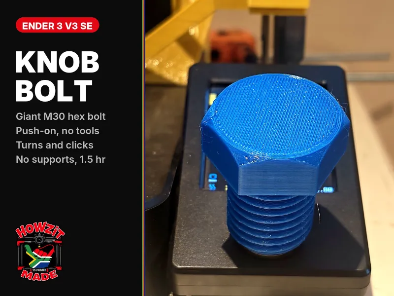 Parafuso do Botão do Ender 3 V3 SE | Parafuso Sextavado M30 Gigante, Tampa de Encaixe