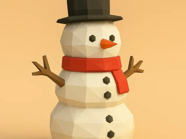 Low Poly Snowman 3D Model