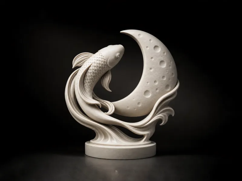 Moonlit Koi Scuplture
