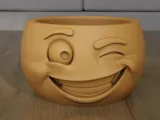 Funny Winking Emoji Planter Pot STL 3D Print Model-0