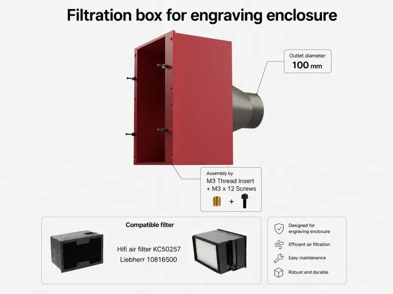 Air filter box for engraving enclosure