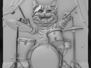 cat playing drums