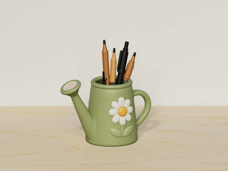 Flower Watering Can Pencil Holder