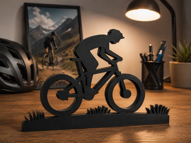 Silhueta de Ciclista em Bicicleta – Decoração 3D