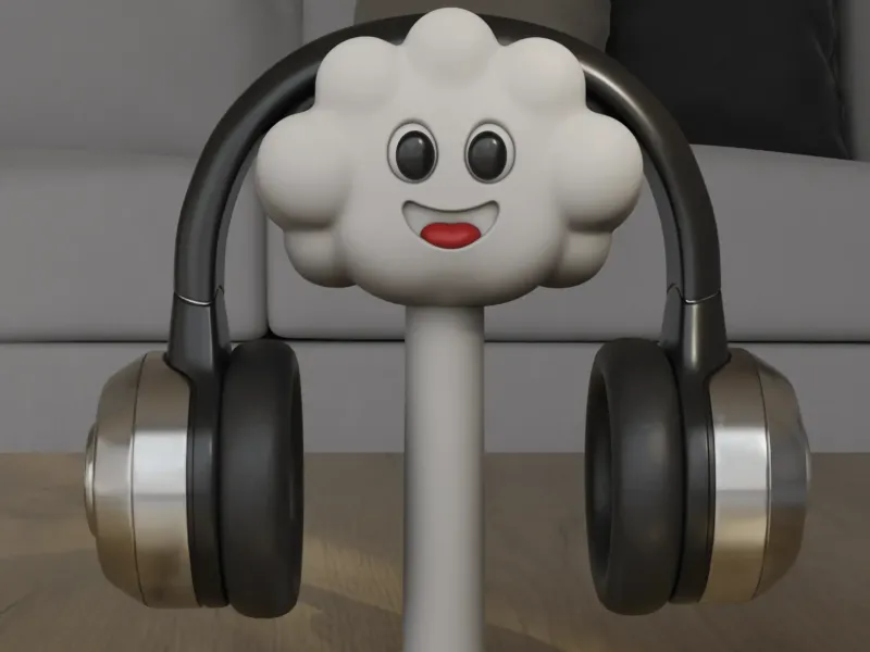 Cute Smiling Cloud Headphone Stand 3D Model STL