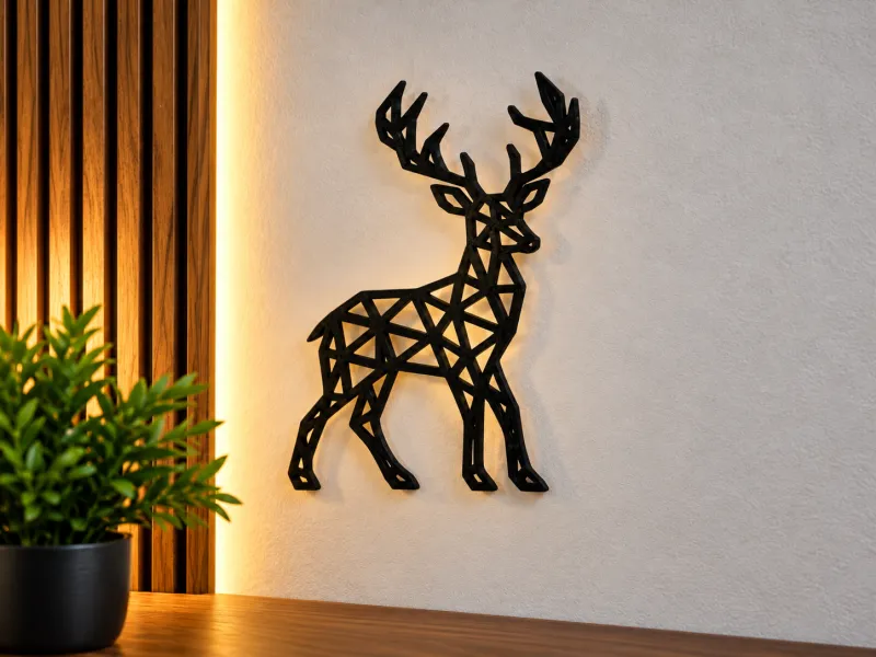 Geometric Deer Wall Art–Modern Low Poly Decor