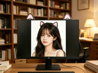 电竞少女桌面氛围感神器 猫耳朵 桌面 屏幕器搭配 显示屏搭配 桌搭 装饰 摆件