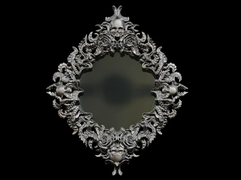 Gothic Floral Frame with skulls no 37 with backboard cap