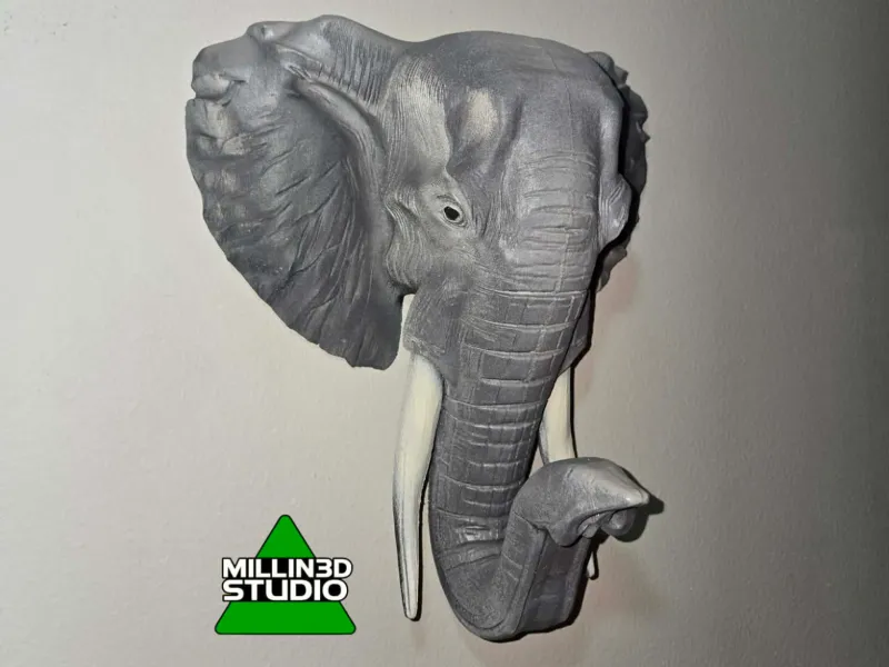 Elephant Head Wall Mount painted