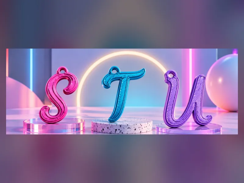 Letter Keychains S–T–U | 3D Printed Initials