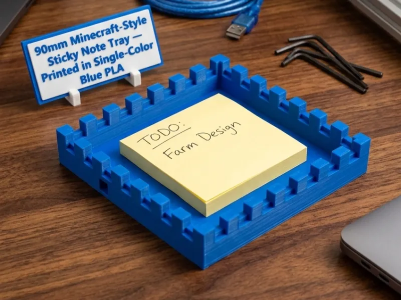 🟩 Minecraft-Style Voxel Sticky Note Tray (90mm) 🟩
