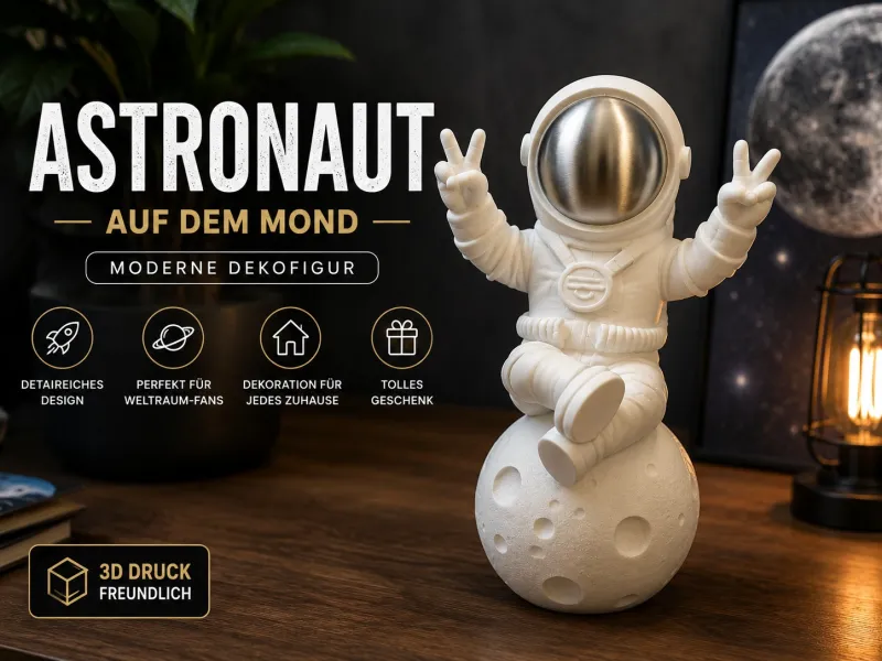 👨‍🚀 Astronauta sulla Luna – Moderna figura decorativa