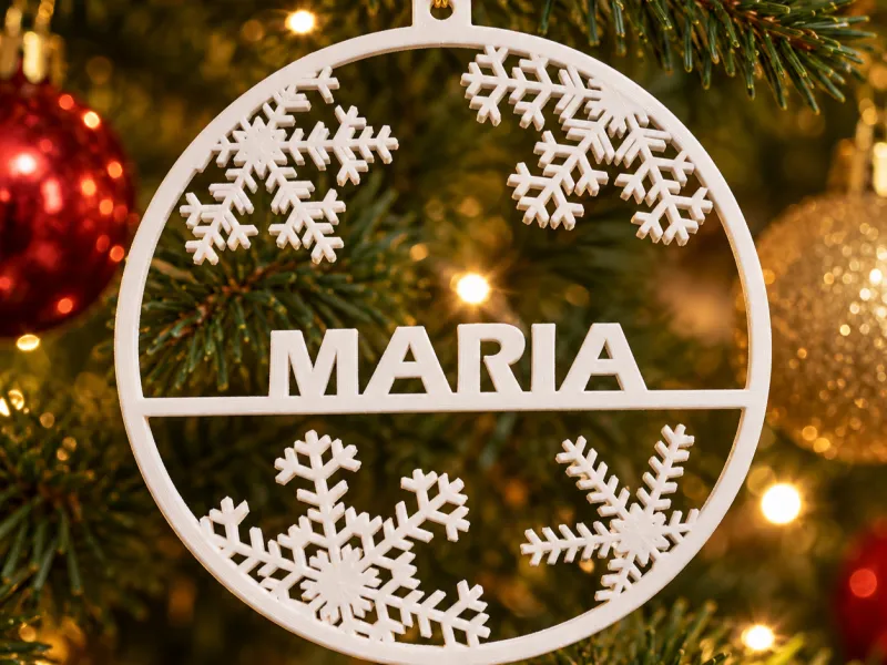 Ornamento de Natal Maria com Flocos de Neve