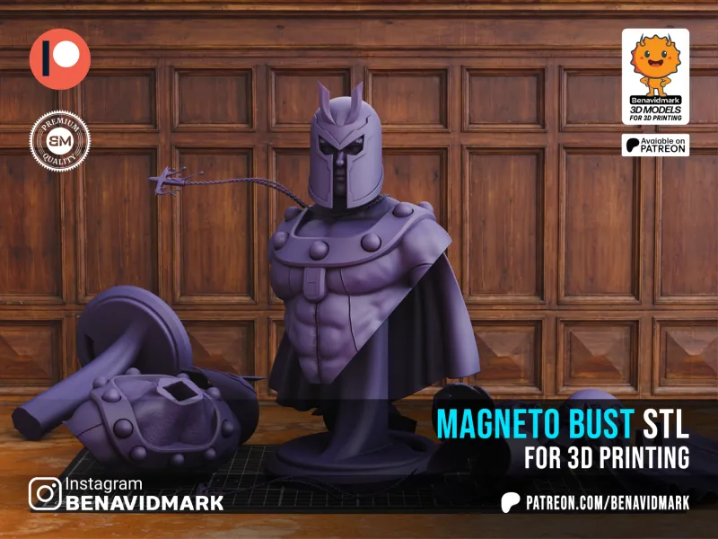 STL Magneto Bust Sculpture for 3D Print.