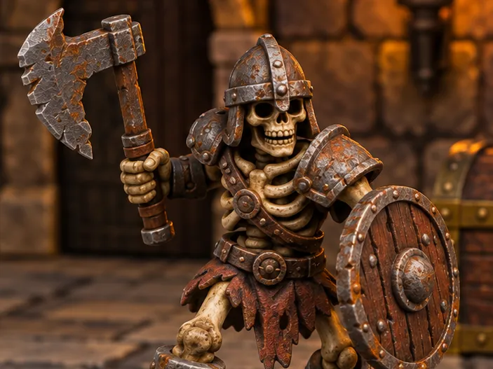 skelet met bijl voor heroquest, D&D of DSA