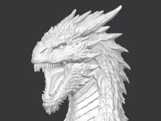 Dragon Head Bust STL – Roaring Fire Dragon Sculpture