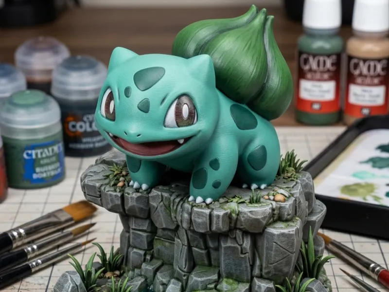 Figura de Bulbasaur Pokémon con Base de Diorama