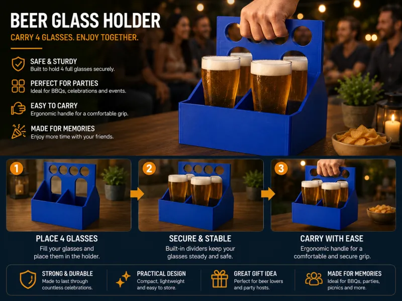 4-Slot Glass Holder – Compact Organizer for Cups