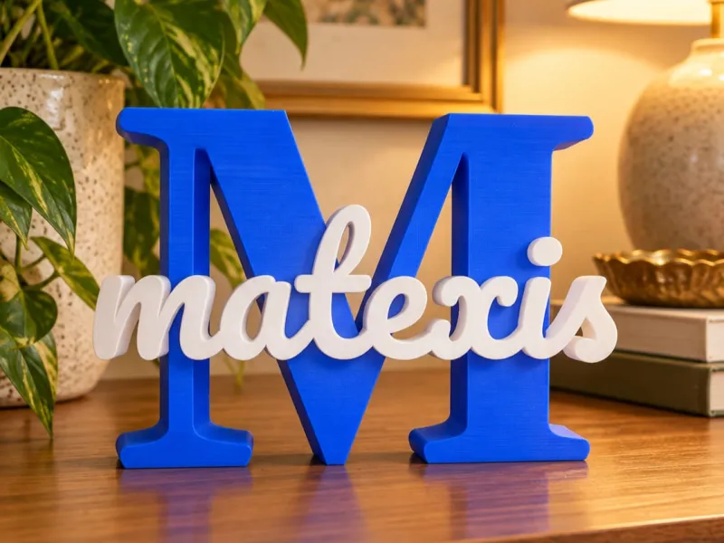 Matexis – Letra M Decorativa con Nombre en 3D | Azul y Blanco