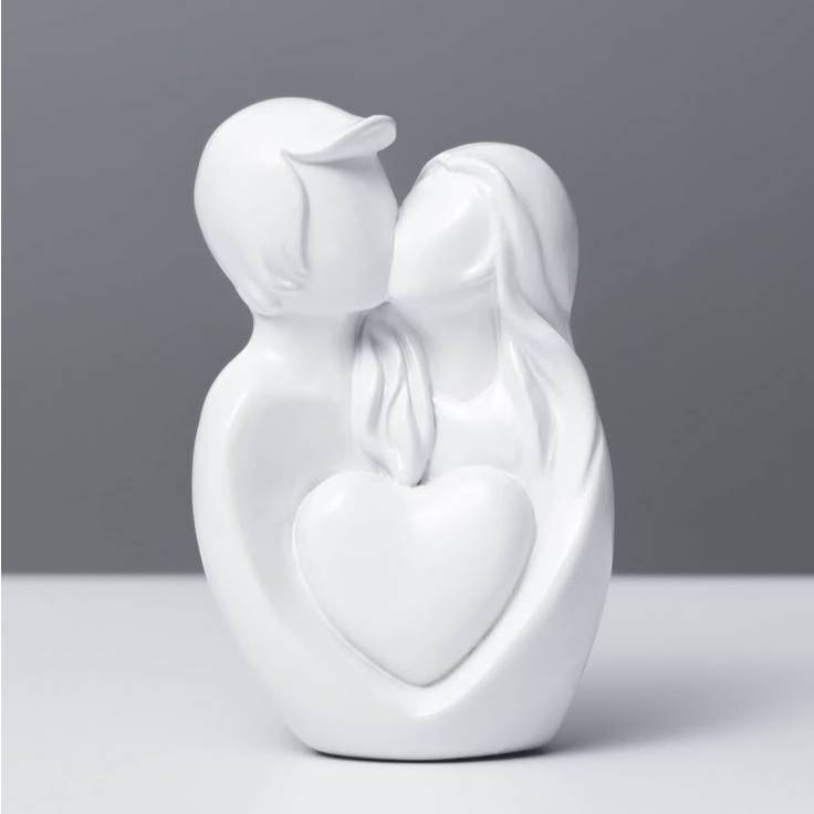 White Modern Style Couple Embracing Statue Ornament, Abstrac