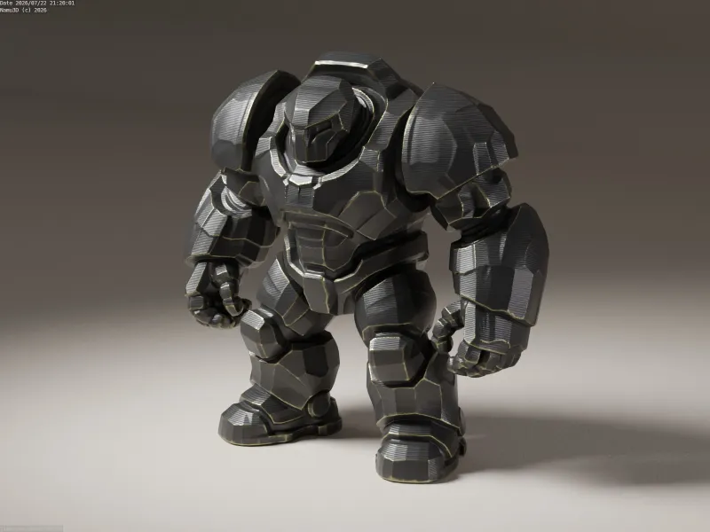 Robot Golem 01 – Figura de ciencia ficción blindada estilizada | Fácil de Im