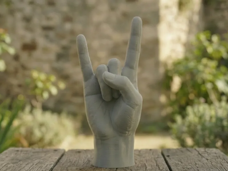Sculpture du signe de main "Rock On" : Statue des cornes de heavy metal