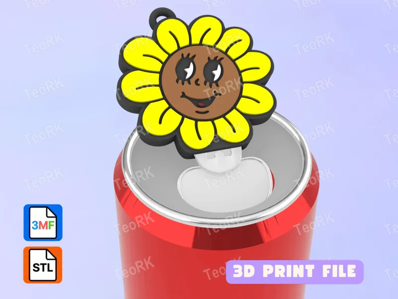 Soda Tab Opener Keychain Animated sunflower