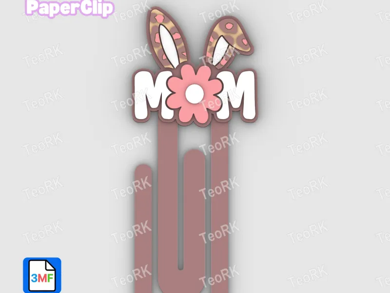 Paperclip Mom rabbit ears - bookmark