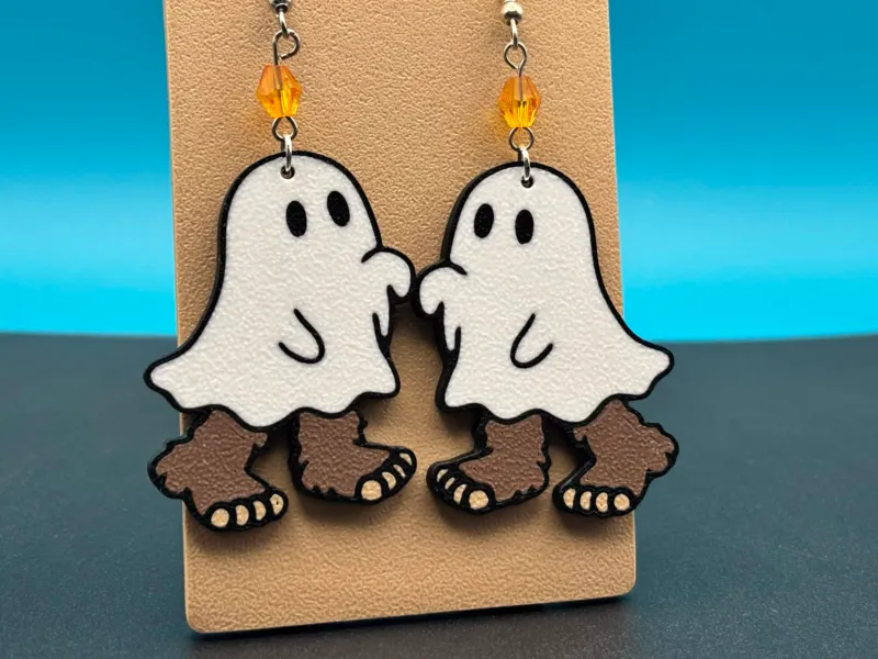 Bigfoot-Geist-Halloween-Ohrringe | Schneller Druck