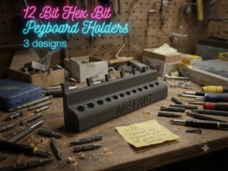 12 Piece Hex Bit Pegboard Holder