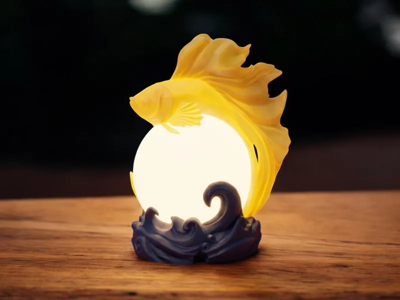 Lampe Orbe Poisson Combattant Impression 3D | Veilleuse d'Aquarium
