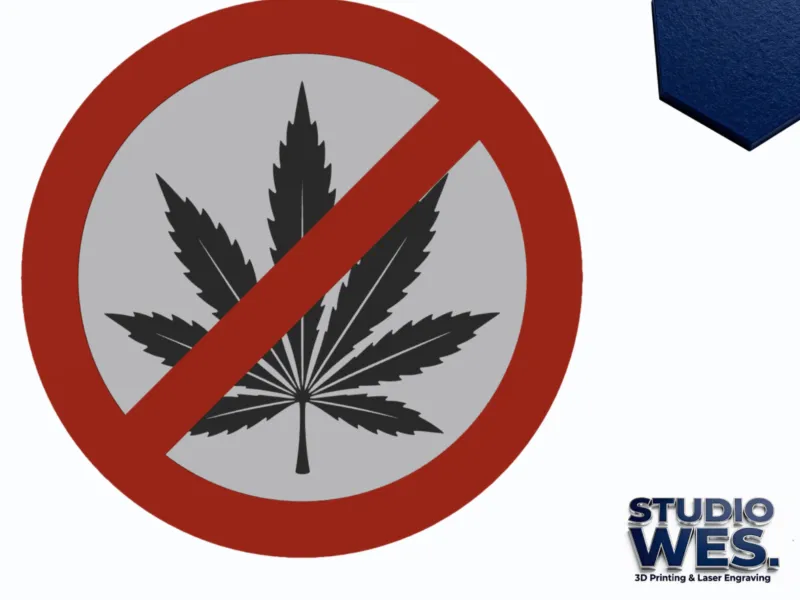 Cannabis Leaf - Forbidden Traffic Sign - Wall Art v1