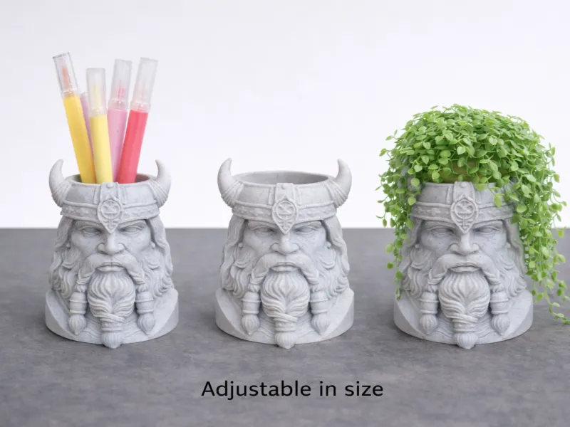 Vaso e Porta-Canetas com Cabeça de Viking