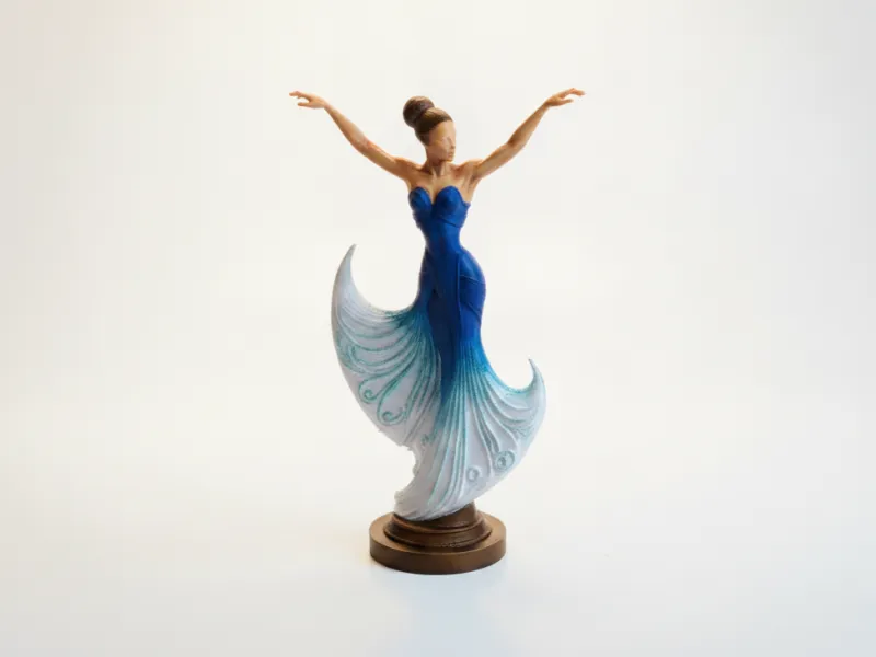 Elegante estatua de dama bailarina, figura femenina imprimible en 3D