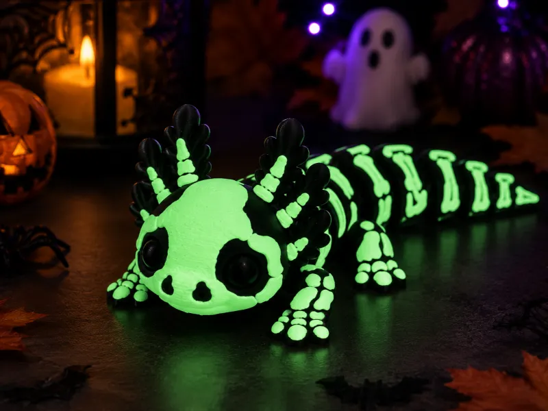 💀🦎 Flexi Skelet Axolotl – Halloween Editie 🎃