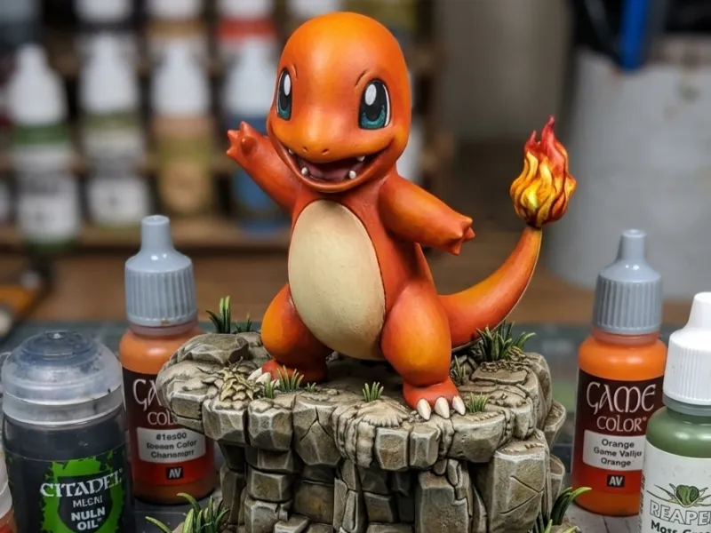 Charmander on Rocky Diorama Base