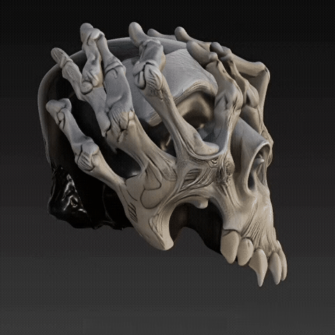 Skull with finger bones