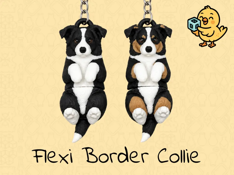 Border Collie Keychain – Articulated Flexi Toy Dog