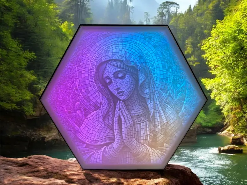 Hexagon Lamp LED RGB - Jezus - God - Heilige Maria 003