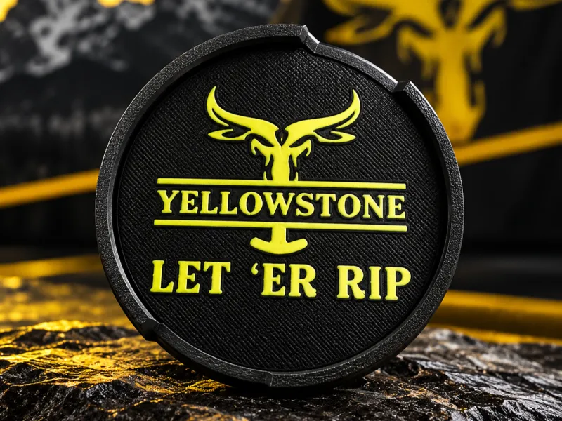 Ensemble de sous-verres ronds Yellowstone « Let 'Er Rip » avec support