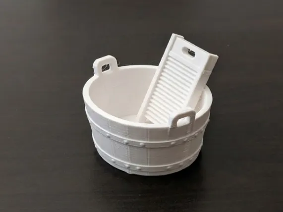 Wooden Wash Tub with Washboard