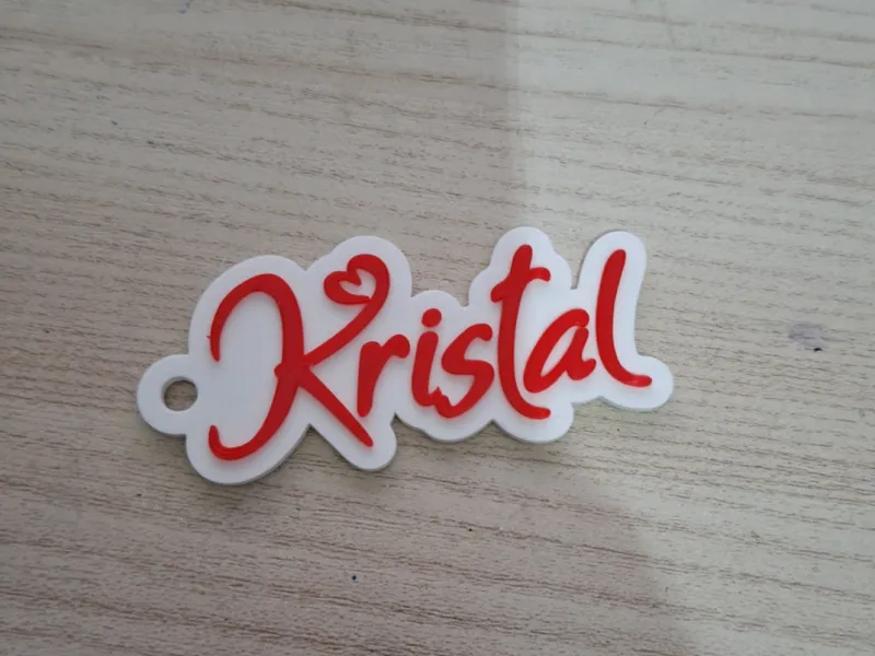 Porte-clés avec prénom Kristal - Style Love - Étiquette de nom