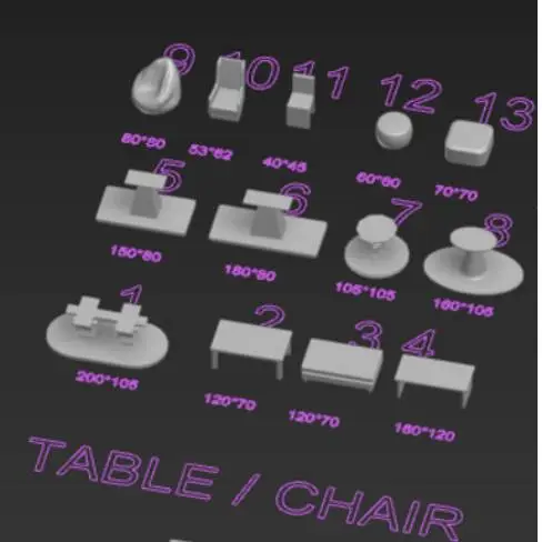Architectural Mini Furniture Set – 15 Unique 1/50 Chairs