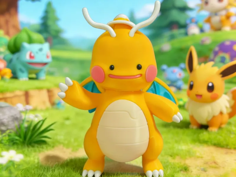 Pokémon Pokopia Ditto Dragonite jogo NS2 peça semi-seccionada em 4 cores