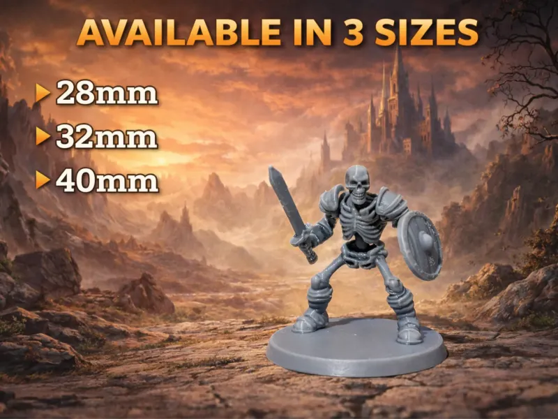 Guerrier squelette avec bouclier - Figurine DND