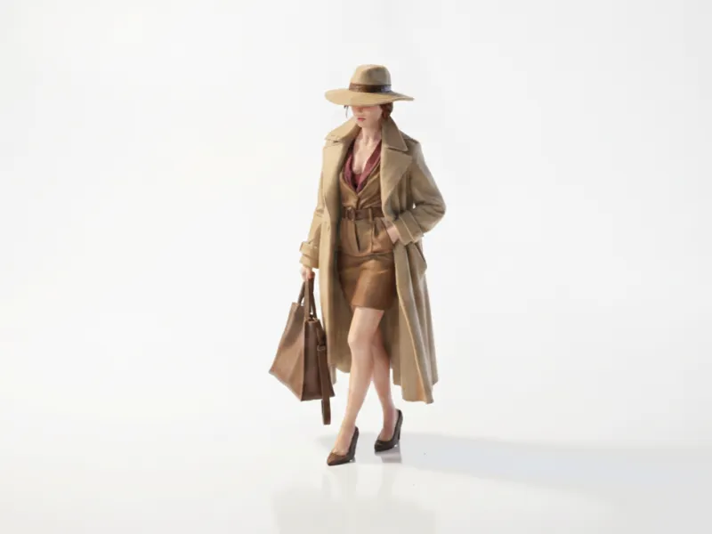 Coat Lady Figurine Female Fashion 3D Printable