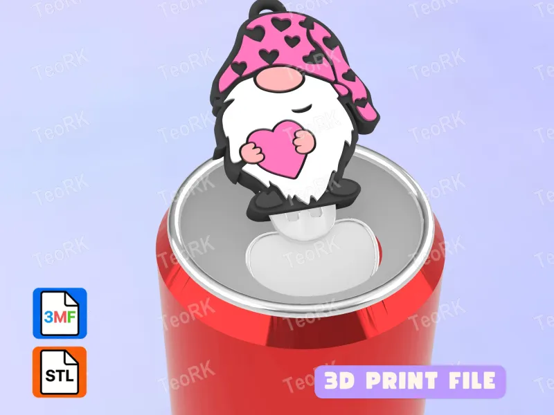 Soda Tab Opener Keychain gnome in love