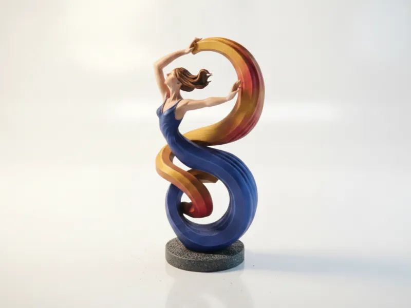 Sculpture de Dame en Spirale, Figure Élégante Imprimable en 3D