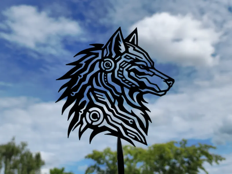 Cyber Wolf Head Wall Art Decor